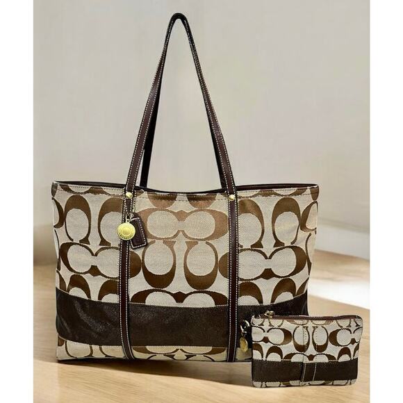 Y2K Coach 11099 Legacy Signature Stripe Large Tote & 40028 Signature Wristlet - Picture 16 of 16